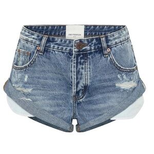 ONE TEASPOON Womens Texas Blue Bandits Low Waist Denim Shorts Size 27 NWOT
